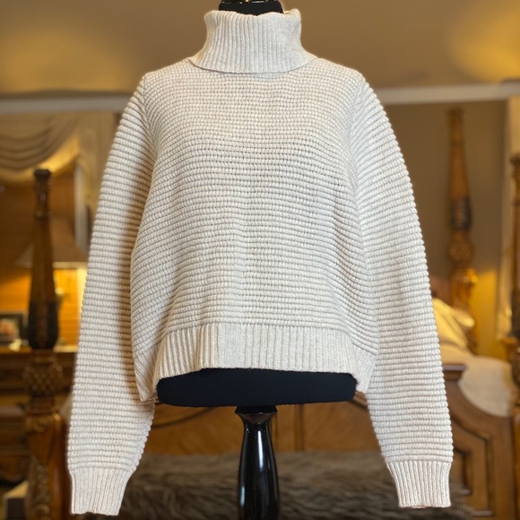 Madewell Sweaters - Madewell Off White Side Button Turtleneck Sweater